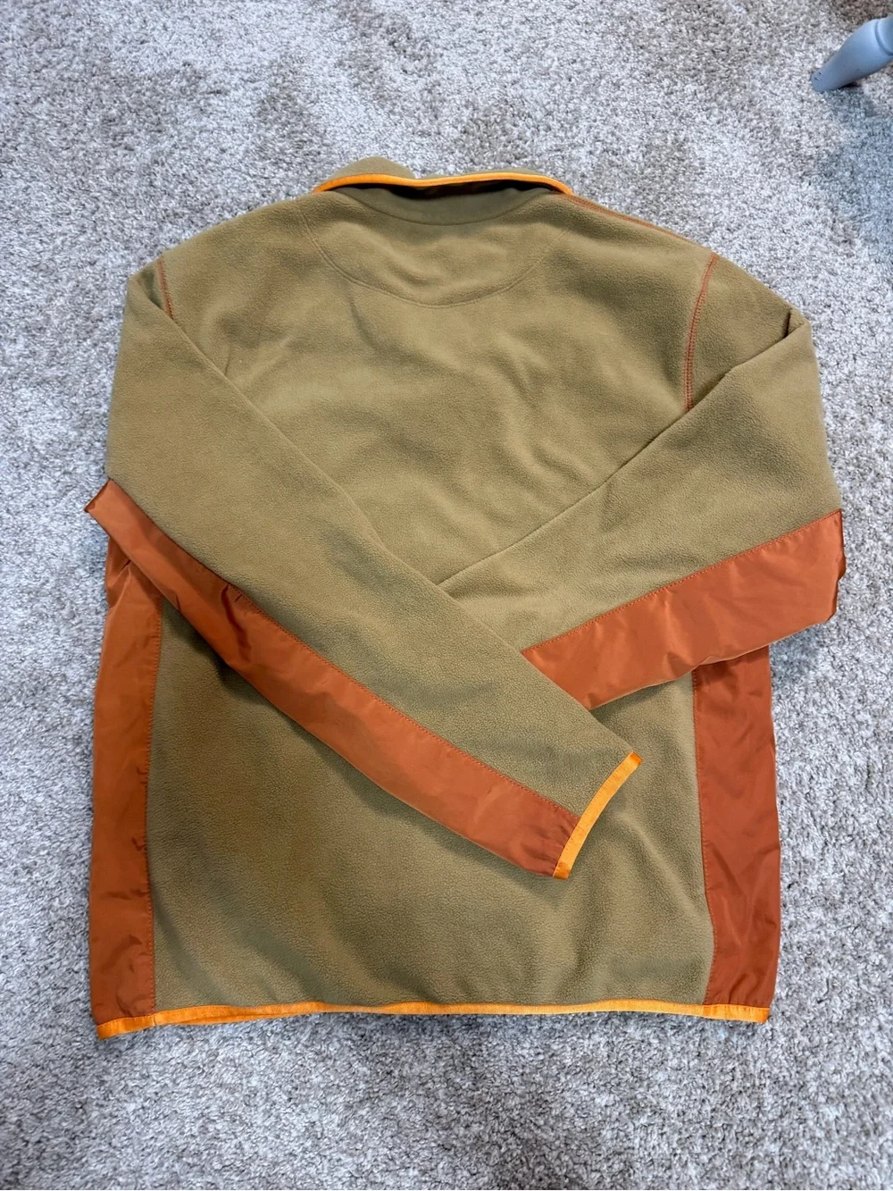 Coach Fleece Popover Pullover – Khaki & Orange – Size Medium